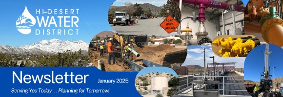 Hi-Desert Water District Water Cooler banner with logo and tagline