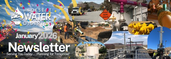 Hi-Desert Water District Water Cooler banner with logo and tagline