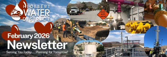 Hi-Desert Water District Water Cooler banner with logo and tagline