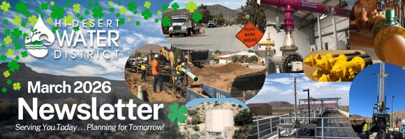Hi-Desert Water District Water Cooler banner with logo and tagline