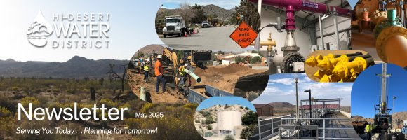 Hi-Desert Water District Water Cooler banner with logo and tagline