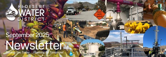 Hi-Desert Water District Water Cooler banner with logo and tagline