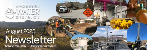Hi-Desert Water District Water Cooler banner with logo and tagline