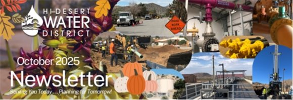 Hi-Desert Water District Water Cooler banner with logo and tagline