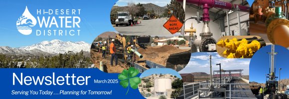 Hi-Desert Water District Water Cooler banner with logo and tagline