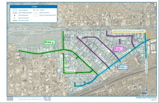 MAP OF THE PHASE 2 SEWER PROJECT AREA AS OF APRIL 2025