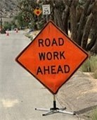 Photo of road sign - road work ahead