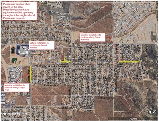 Image of aerial map of Phase 2 Sewer Project work area Storey Park week of December 29, 2025