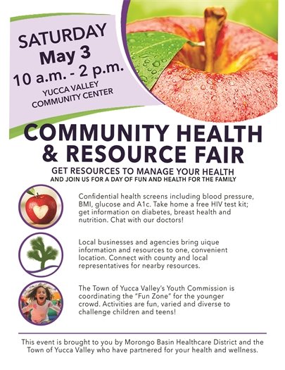 Community Resource Fair May 3 2025  10 a.m. to 2 p.m. at the Yucca Valley Community Center 
