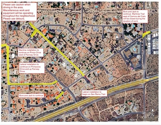 Image map of sewer project work area in Country Club week of Oct 13th 2025