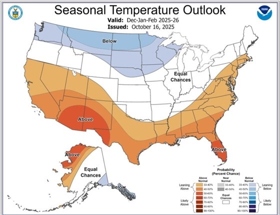 US Weather Forecast Winter 2025 2026 Temperatures image map jpg