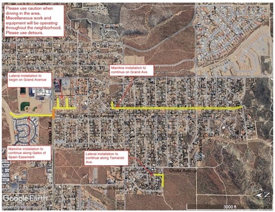 Image of aerial map of Phase 2 Sewer Project work area Storey Park week of December 8, 2025