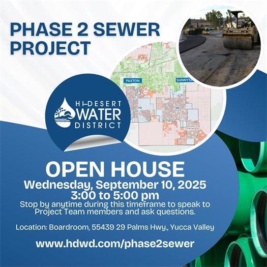 Image and text of Phase 2 Sewer Project Open house on Sept 10th from 3p-5p