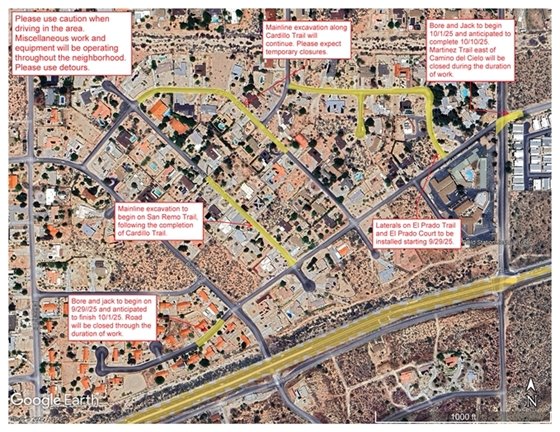 Phase 2 Sewer Project work area week of September 22-26, 2025