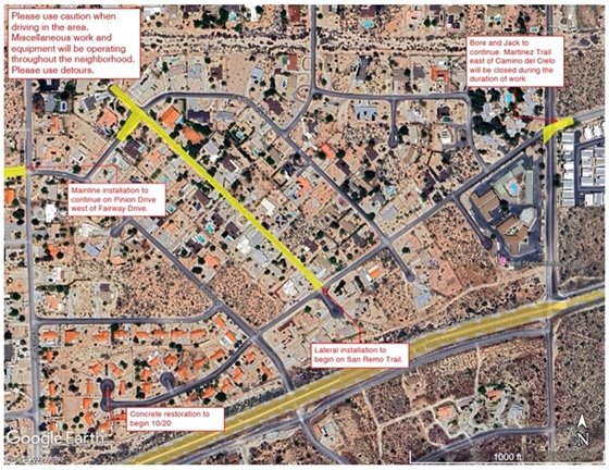 Image map of sewer project work area in Country Club week of Oct 20th 2025