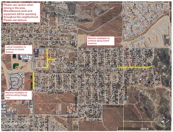 Image of aerial map of Phase 2 Sewer Project work area Storey Park week of December22, 2025
