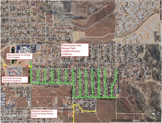 Image map of sewer project work area in Storey Park week of October 20, 2025