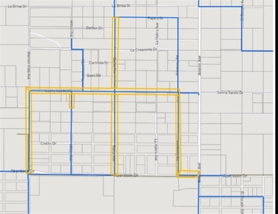 Image of a map showing the next area for Construction Crews to install new pipeline to replace the older pipe