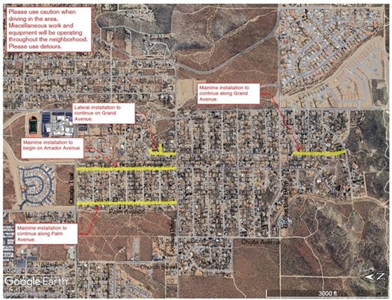 Image of aerial map of Phase 2 Sewer Project work area Storey Park week of January 5. 2026