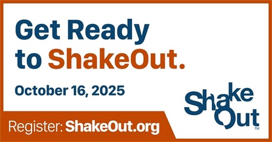 Image of ShakeOut 2025 Drill with weblink shakeout.org
