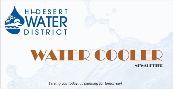 Hi-Desert Water District Water Cooler banner with logo and tagline