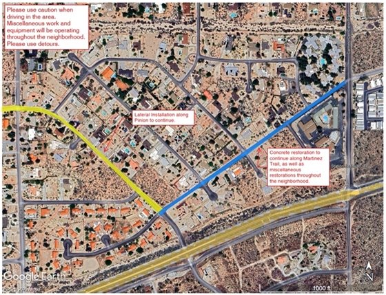 Image map of sewer project work area in Country Club week of Oct 27th 2025