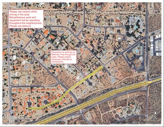 map image of construction area in Country Club week of August 25-29