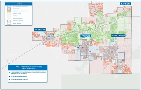 Image of Phase 2 Sewer Project Construction areas 2025-26 with link