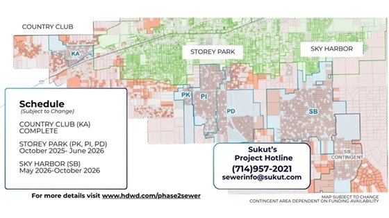 Phase 2 Sewer Project Graphic with map and text