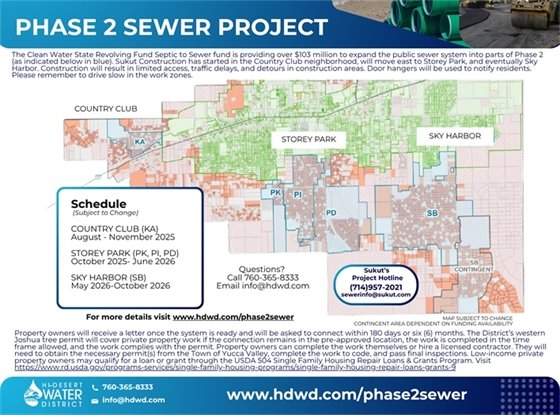 Image of Phase 2 Sewer Project Construction areas 2025-26 with link