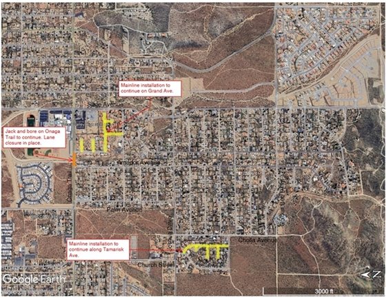 Image of aerial map of Phase 2 Sewer Project work area Storey Park week of November 17