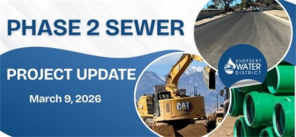 weekly phase 2 sewer project update banner with photos of backhoe and paved road png image