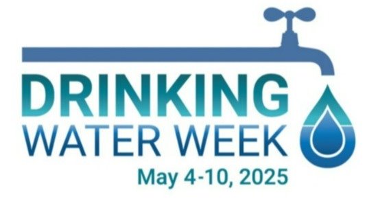 DRINKING WATER AWARENESS WEEK MAY 4TH THRU 10TH LOGO WITH FAUCET AND WATER DROP
