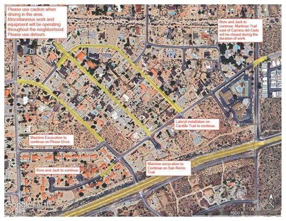 Phase 2 Sewer Project work area week of October 6-10, 2025