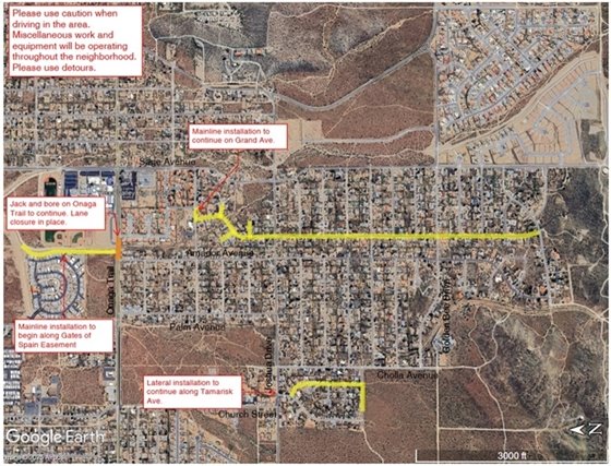 Image of aerial map of Phase 2 Sewer Project work area Storey Park week of December 1, 2025