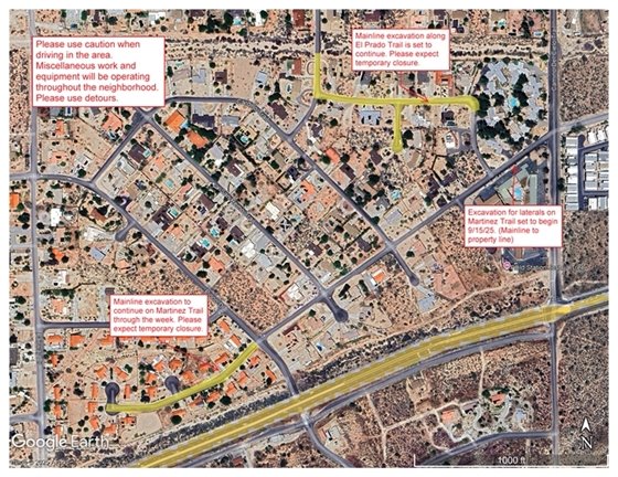 Phase 2 Sewer Project work area week of September 15-19, 2025