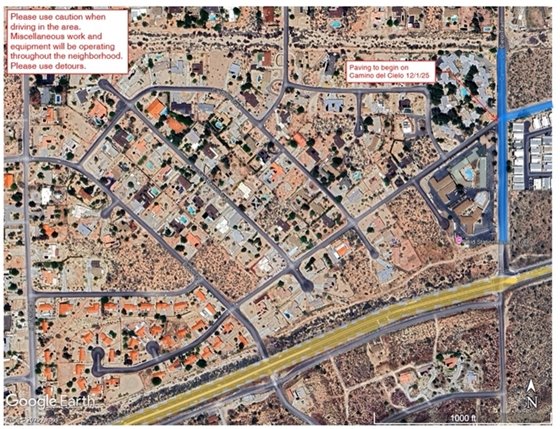 Image map of sewer project work area in Country Club week of December 1, 2025