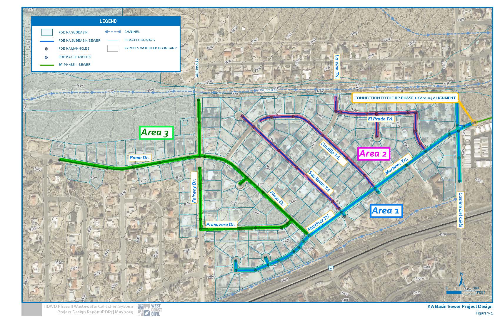 Figure 3-2 KA Basin Sewer Project Design image of aerial map of the Country Club neighborhood street